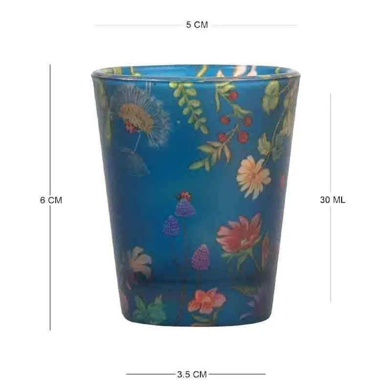 Floral Bliss Blue Frosted Shot Glass (30 ml ) - Set Of Two media 5