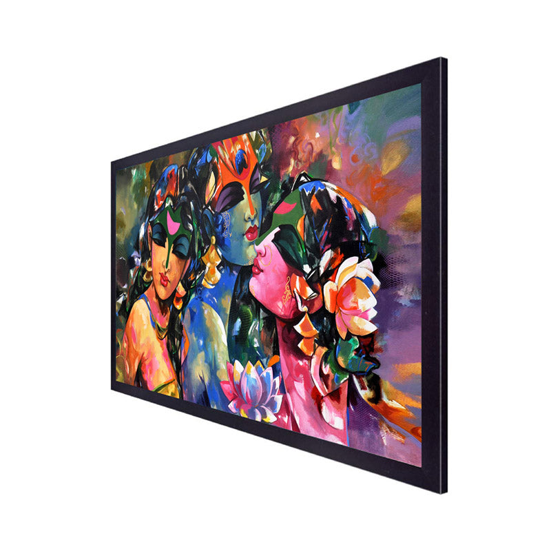 Vibrant Radha Krishna Gopis Canvas Wall Painting media 5