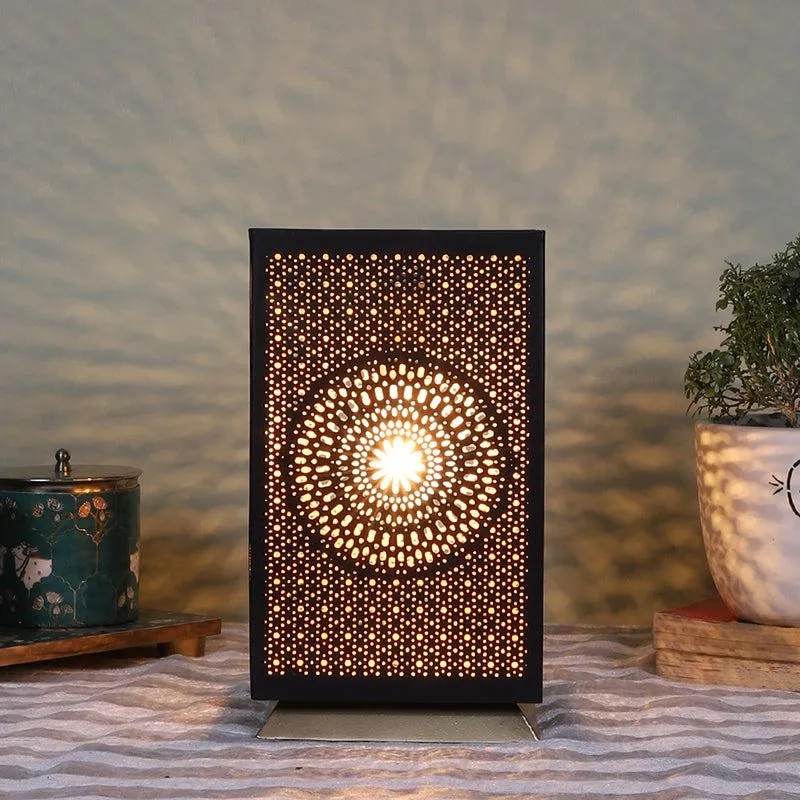 Anura Etched Floral Metal Table Lamp - Gold media 1
