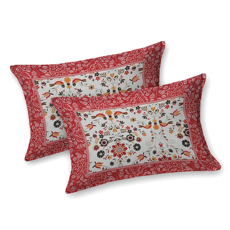Aasiya Ethnic Cotton Bedsheet (Grey,Red) - 180 TC media 7