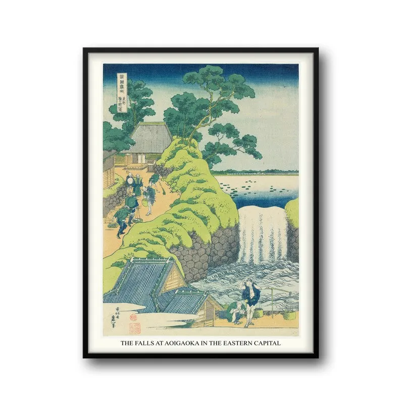 Fall Of Aoiga Oka Katsushika Hokusai Archival Canvas Wall Painting - Black Frame media 5