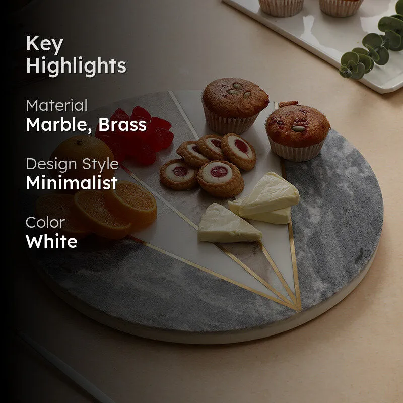 Elegra (Marble,Brass) Marble Serving Platter media 2