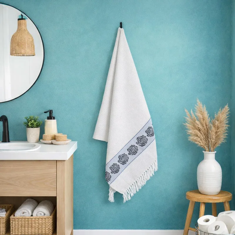 Rosette Cotton Hand & Bath Towel (Navy) - Set of Two media 3