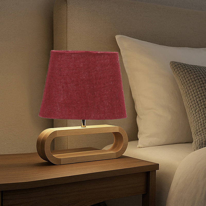 Sienna I Curve Jute Table Lamp - Maroon,Brown