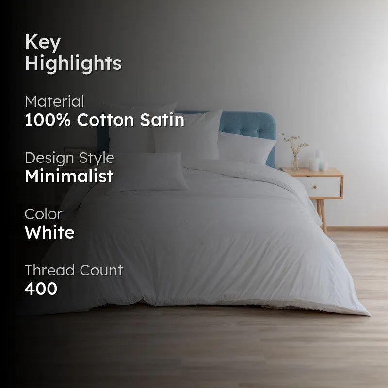 Elisima 100% Cotton Satin Weave Solid Duvet Cover - White media 2