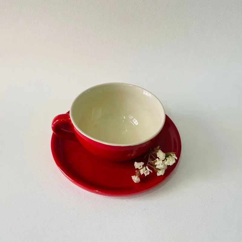 Cedar Ceramic Cup & Saucer (300 mL) - Red media 4