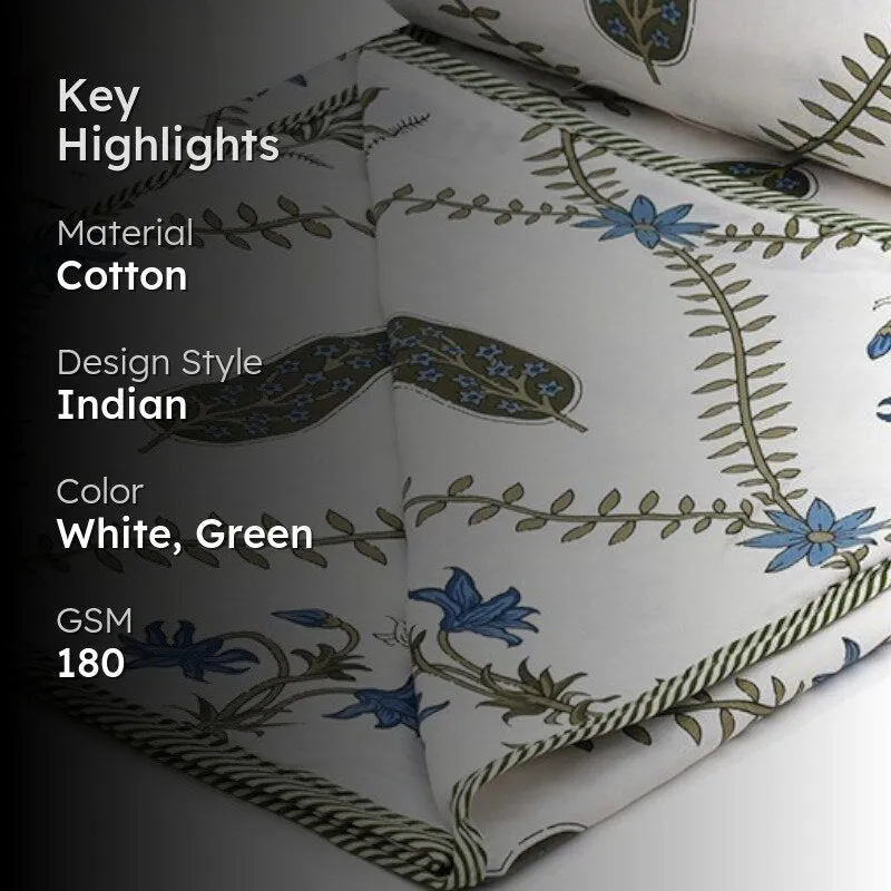 Falgun Ethnic Reversible Cotton Dohar (Blue & White) - 180 GSM media 2