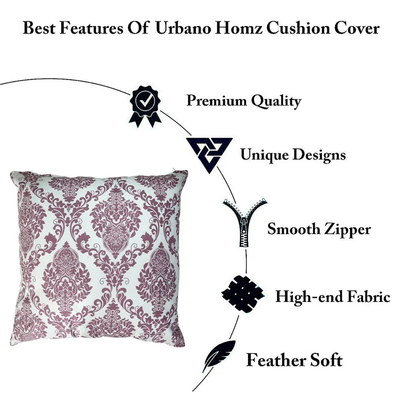 Tameira Jacquered Motif Printed Cushion Cover (Maroon) - Set Of Five media 5