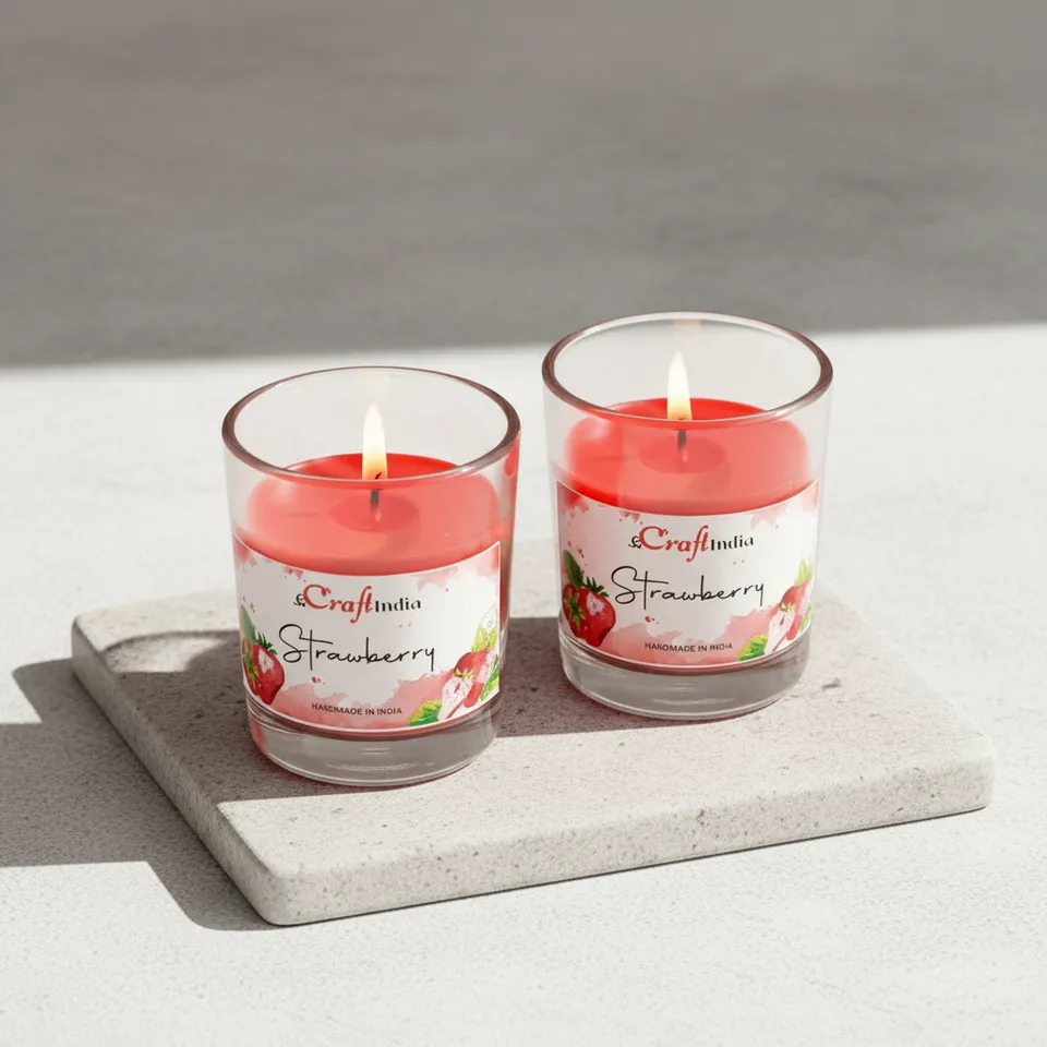 Seema Strawberry Scented Candle - Set Of Two media 1