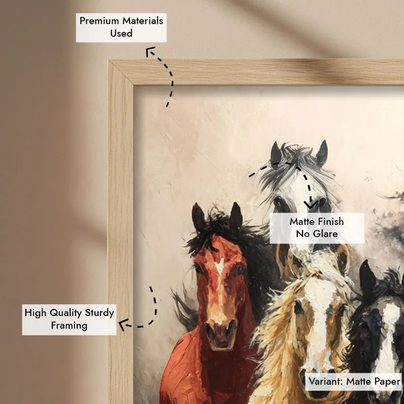 Unbridled Force Horse Wall Painting With Brown Frame media 9