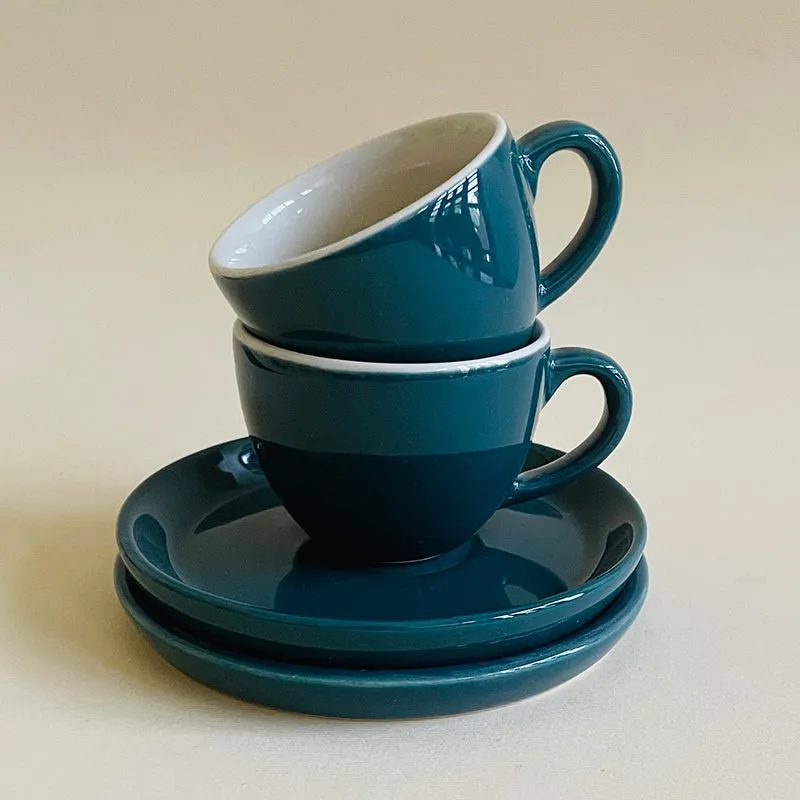 Blush & Brew Ceramic Cup & Saucer (Deep Green/100 mL) - Four Piece Set media 4