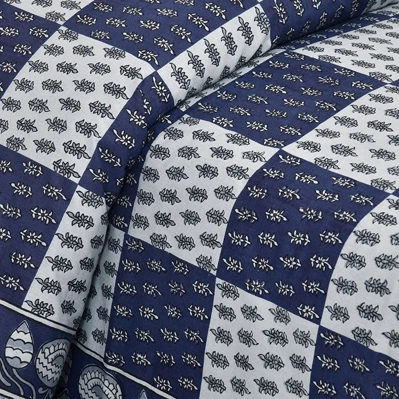 Kumuda Printed Cotton Bedsheet (Blue) - 160 TC media 4