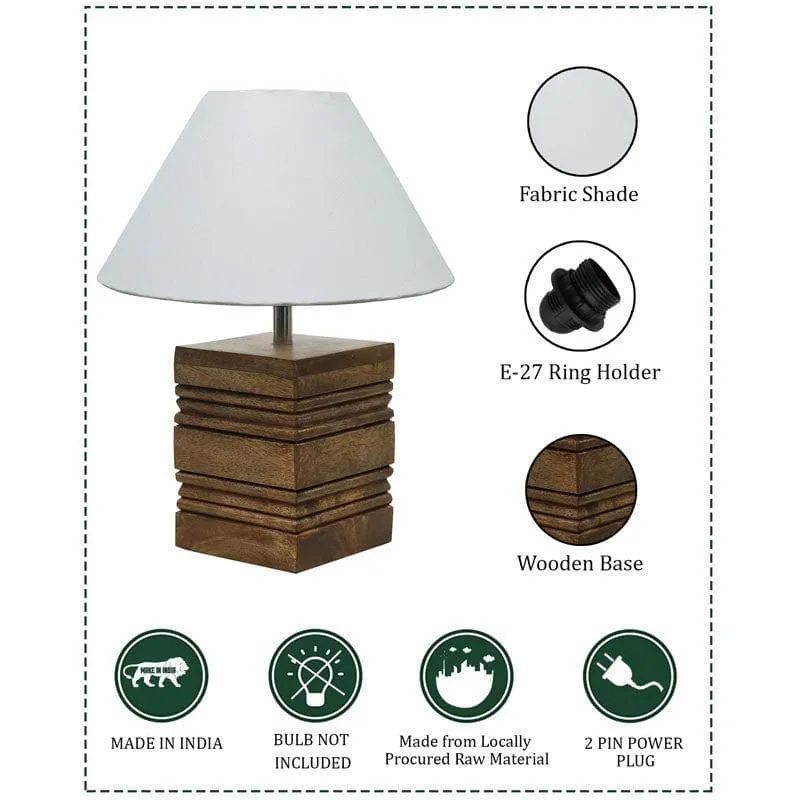 Snow Cube Fabric Table Lamp - White,Brown media 7