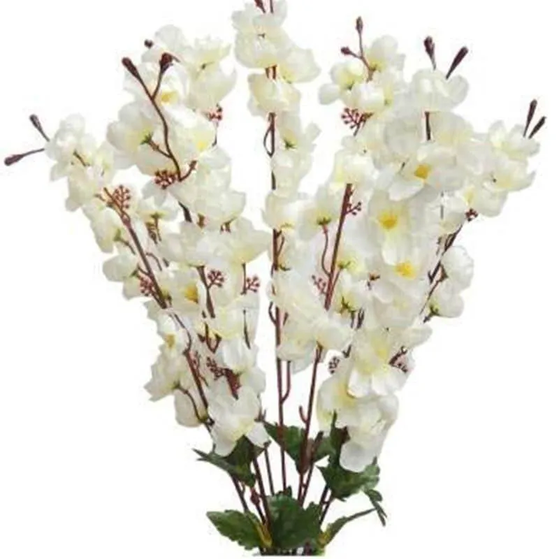 Faux Cherry Blossom Floral Stick - White media 5