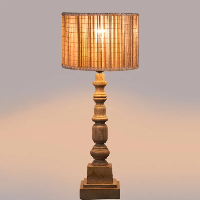 Bambouin Arbor Wooden Table Lamp - Beige,Brown media 4
