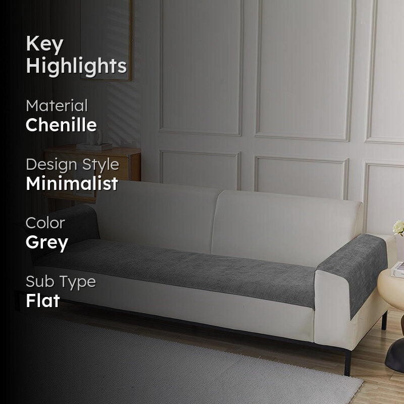 Herringbone Chenille Sofa Mat - Grey media 2