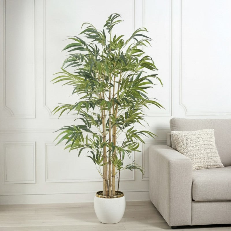 Arvi Artificial Natural Look Bamboo Plant With Black Plastic Pot - 5.9 ft media 4