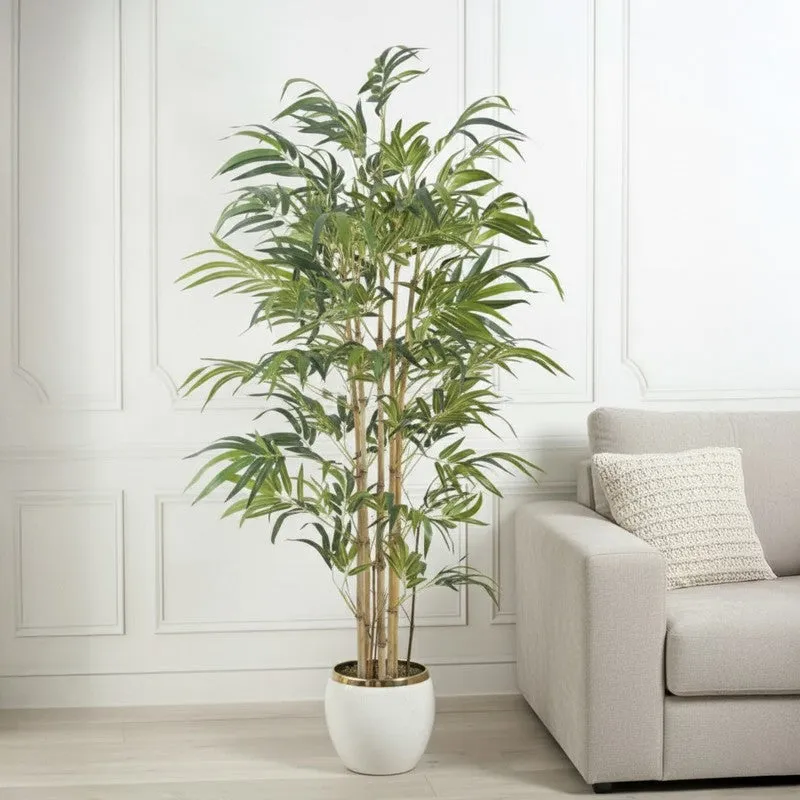 Arvi Artificial Natural Look Bamboo Plant With Black Plastic Pot - 5.9 ft media 4