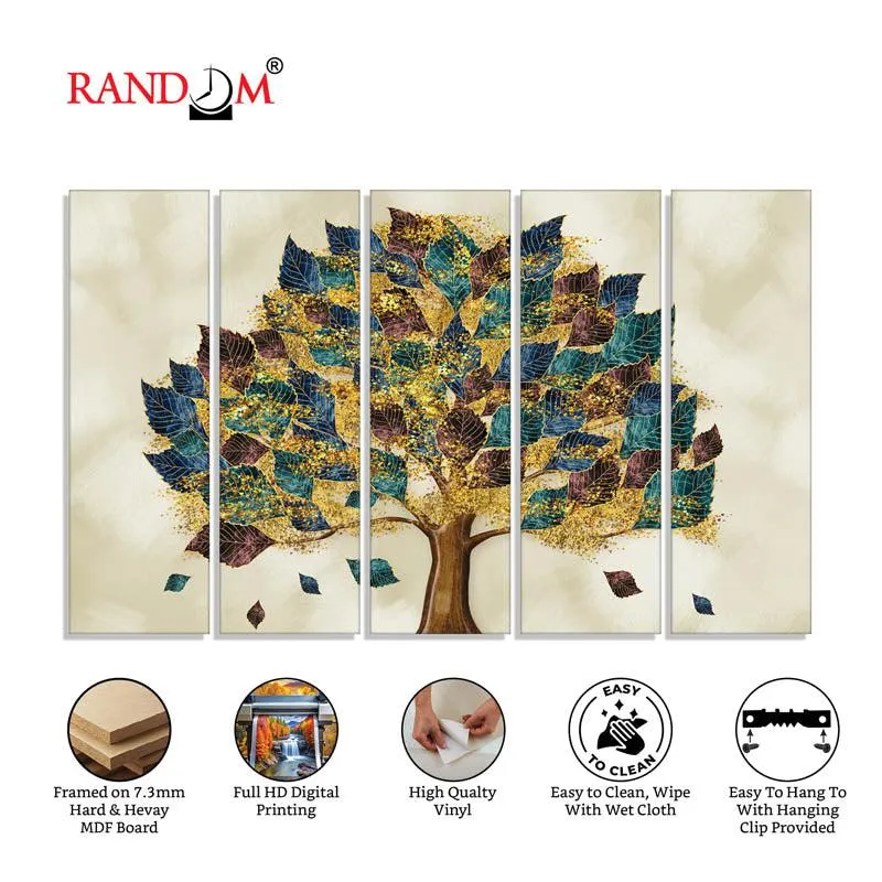 Madhuna Tree Canvas Wall Painting - Set Of Five media 7