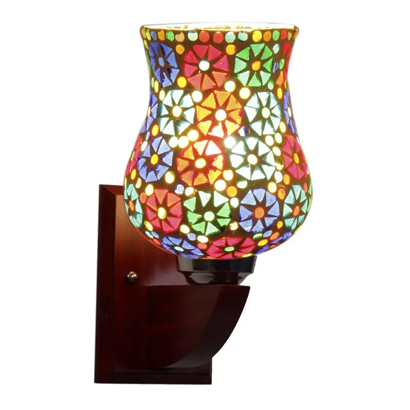 NovaHaven Mosaic Wooden Wall Lamp media 4