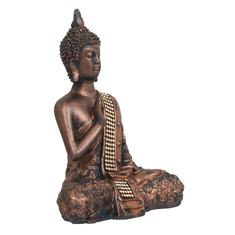 Buddha in Meditation Showpiece - Antique Brown media 4