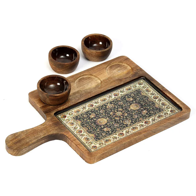 Mughal Glory Mango Wood Platter - Four Piece Set media 6