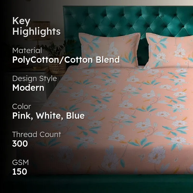 Peach Chanterelle Bedsheet - 150 GSM media 2