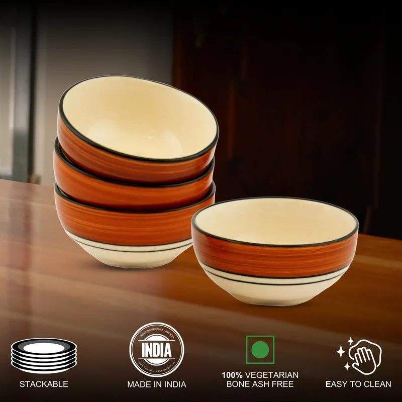 Savora Ceramic Snack Bowls (Brown, 180 mL Each) - Set Of Four media 4