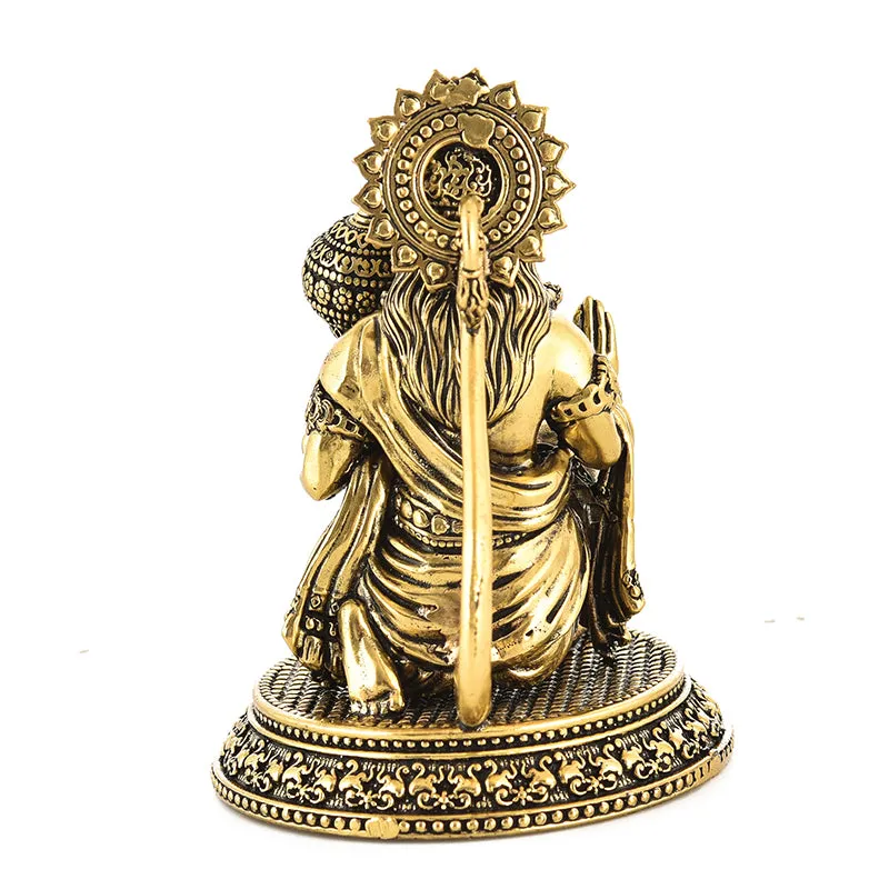 Blessed Bajrangbali Brass Idol - Gold media 5