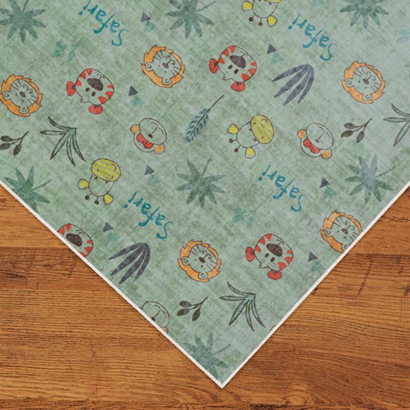 Doodle Zoo Kids Polyester Anti-Skid Carpet - Green media 5