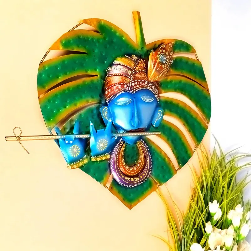 Krishna Leaf Art Iron Wall Accents media 7