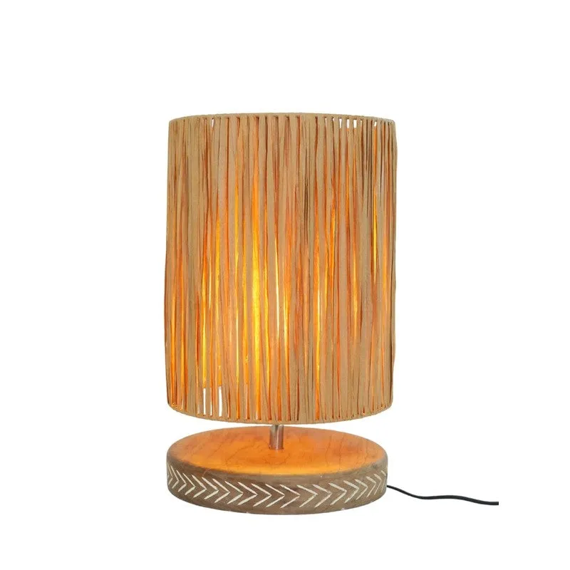 Slatwood Cotton Table Lamp - Brown media 4