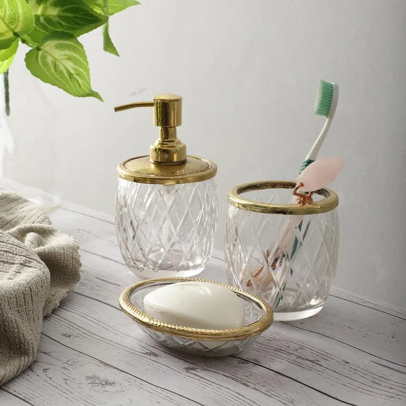Viara Diamond Glass Bathroom Set - Gold media 1