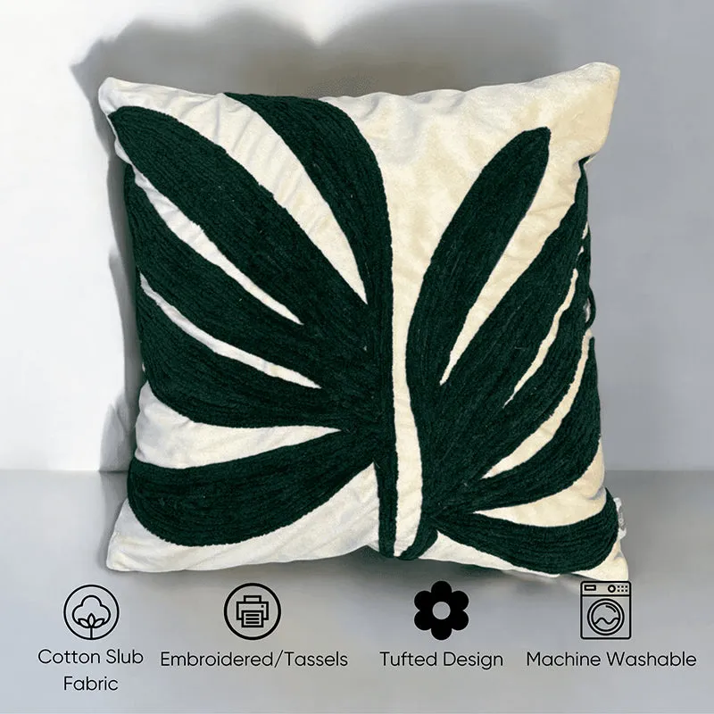 Monochrome Fronds Tufted Cushion Cover (Black & White) - Set Of Five media 4