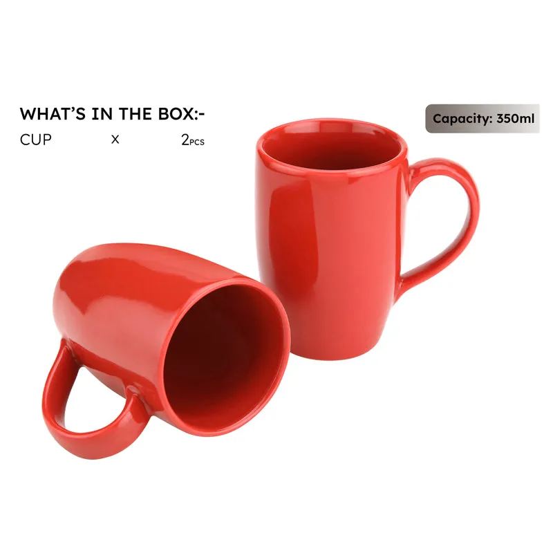 Kopi Ceramic Coffee Mug (Red/350 mL Each) - Set Of Two media 5
