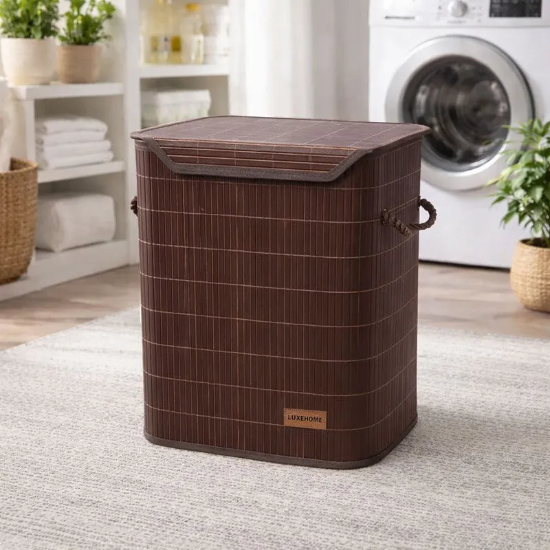 Strap Bamboo Laundry Basket - Brown media 4