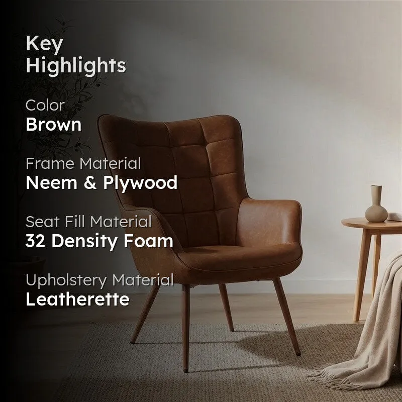 Cushora Neem Wood Accent Chair - Brown media 2