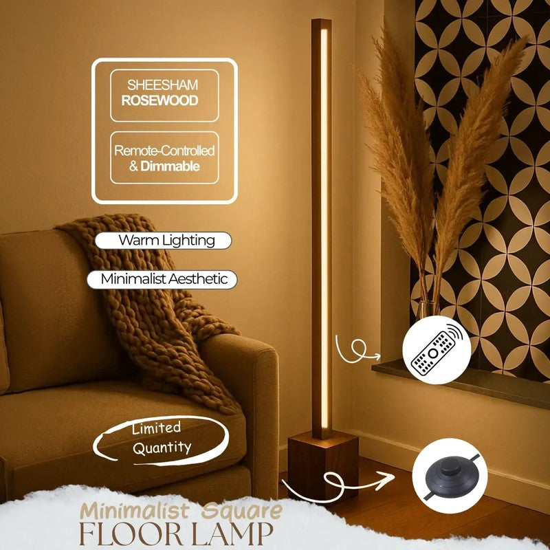 Slim Rose Wood LED Wooden Floor Lamp media 5