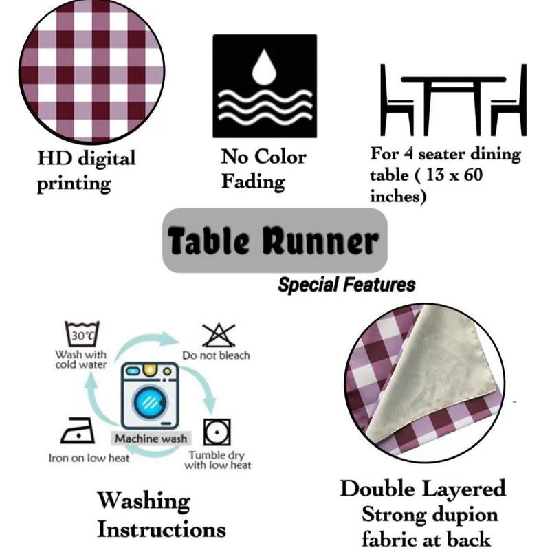 Mabel Checkered Poly Canvas Table Runner - Purple media 6