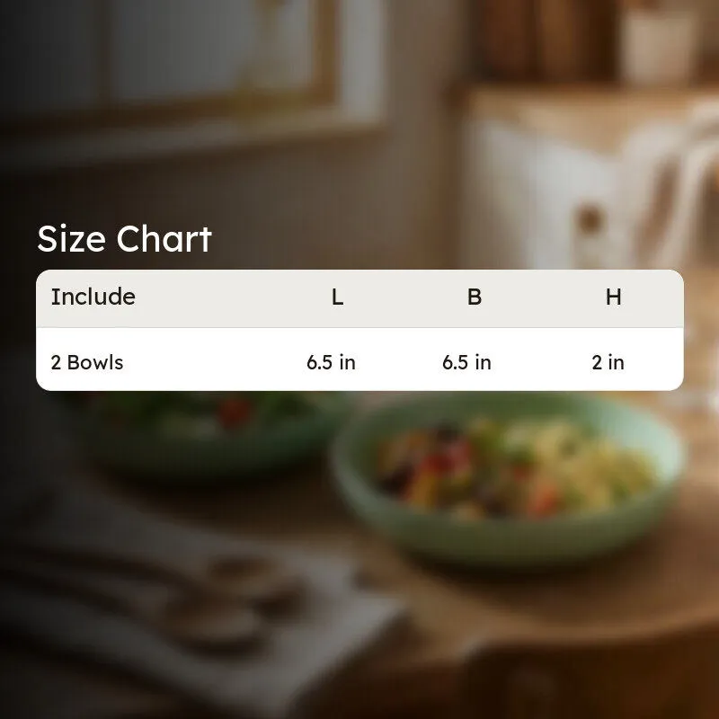 Green bowl shown with length, breadth and height dimensions