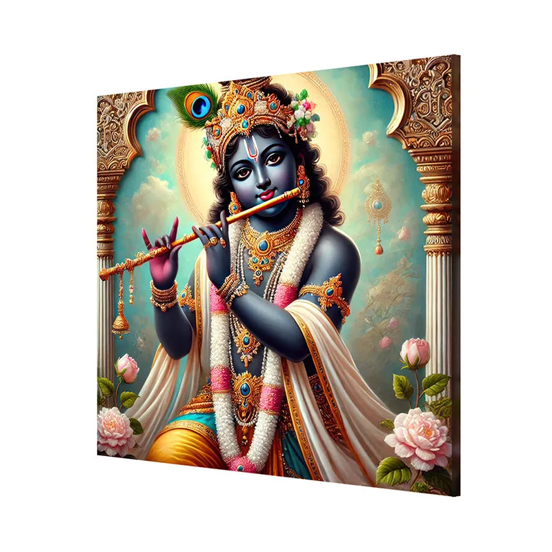 Bansuri Krishna Wall Painting media 5