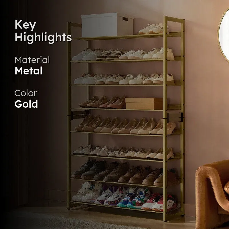Durable Metal Shoe Rack - Gold media 2