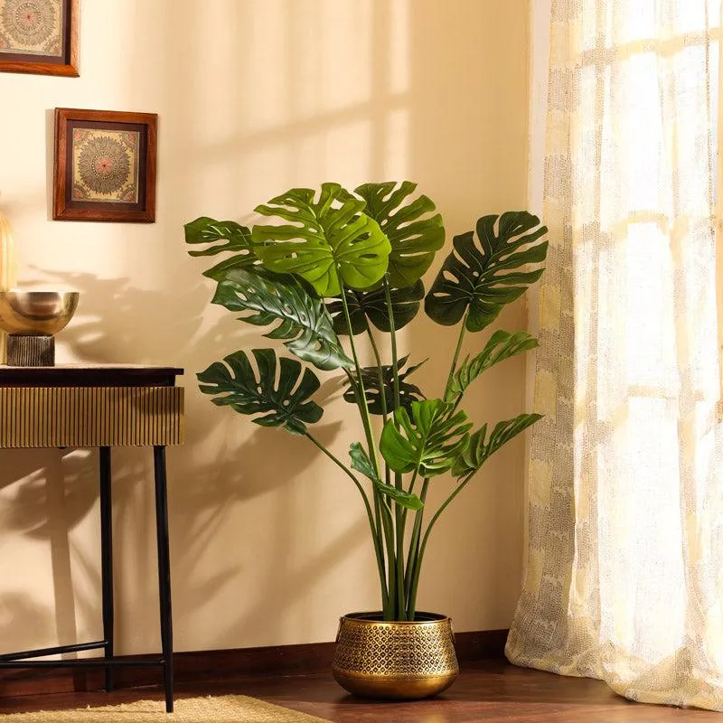 Artificial Realistic Monstera Plant With Black Plastic Pot - 3.9 Feet media 3