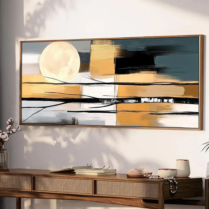 Bronze Horizon Abstract Canvas Wall Art With Frame - Brown media 3