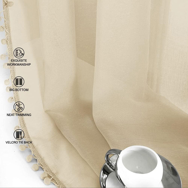 Urban Space Kanya Linen-Textured Curtain (Beige) - Set Of Two media 4