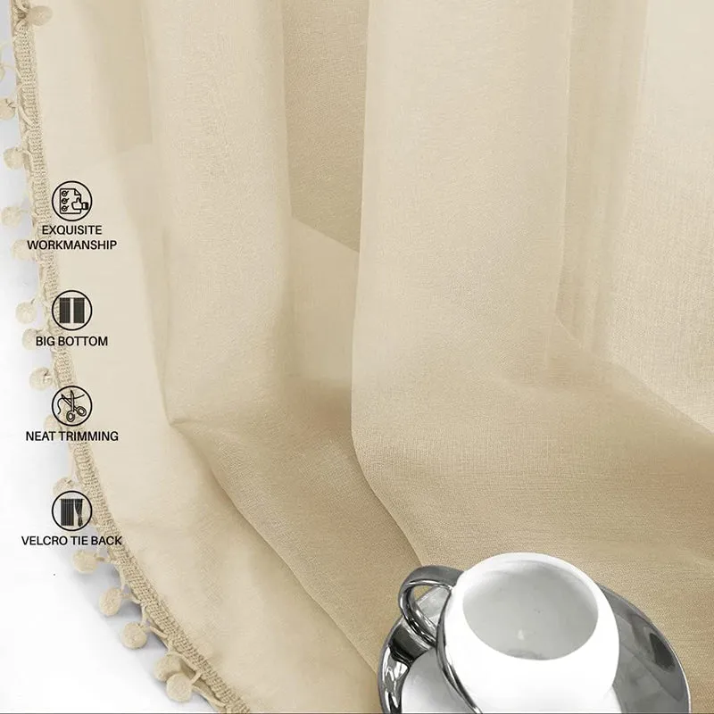 Urban Space Kanya Linen-Textured Curtain (Beige) - Set Of Two media 4