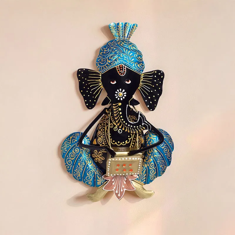 Ganesh Handcrafted Iron Wall Accent - Blue media 5