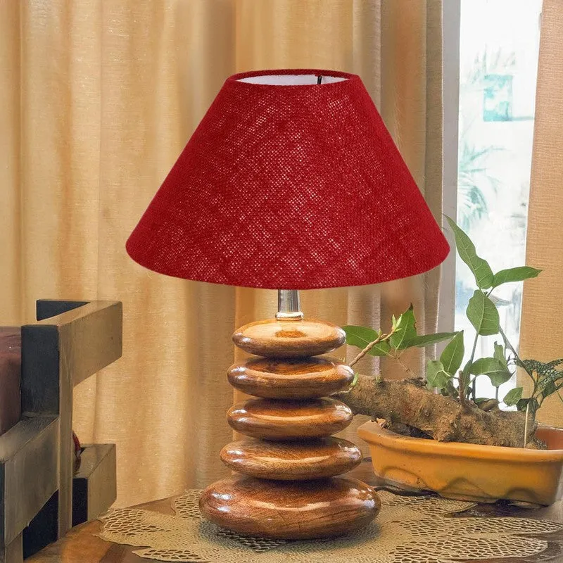 Gloworix Jute Table Lamp With Wooden Base - Maroon media 3