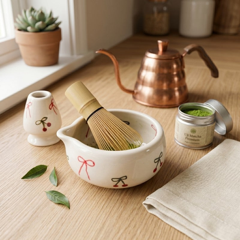 Hoshi Ceramic Matcha Bowl & Whisk Holder Set - 550 mL media 4