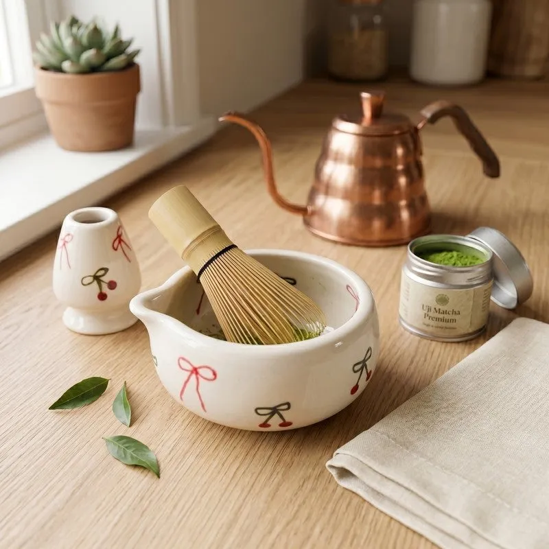 Hoshi Ceramic Matcha Bowl & Whisk Holder Set - 550 mL media 4